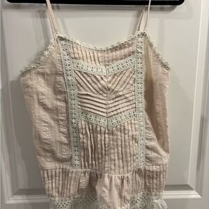 POL Pink and White Lace Trim Camisole